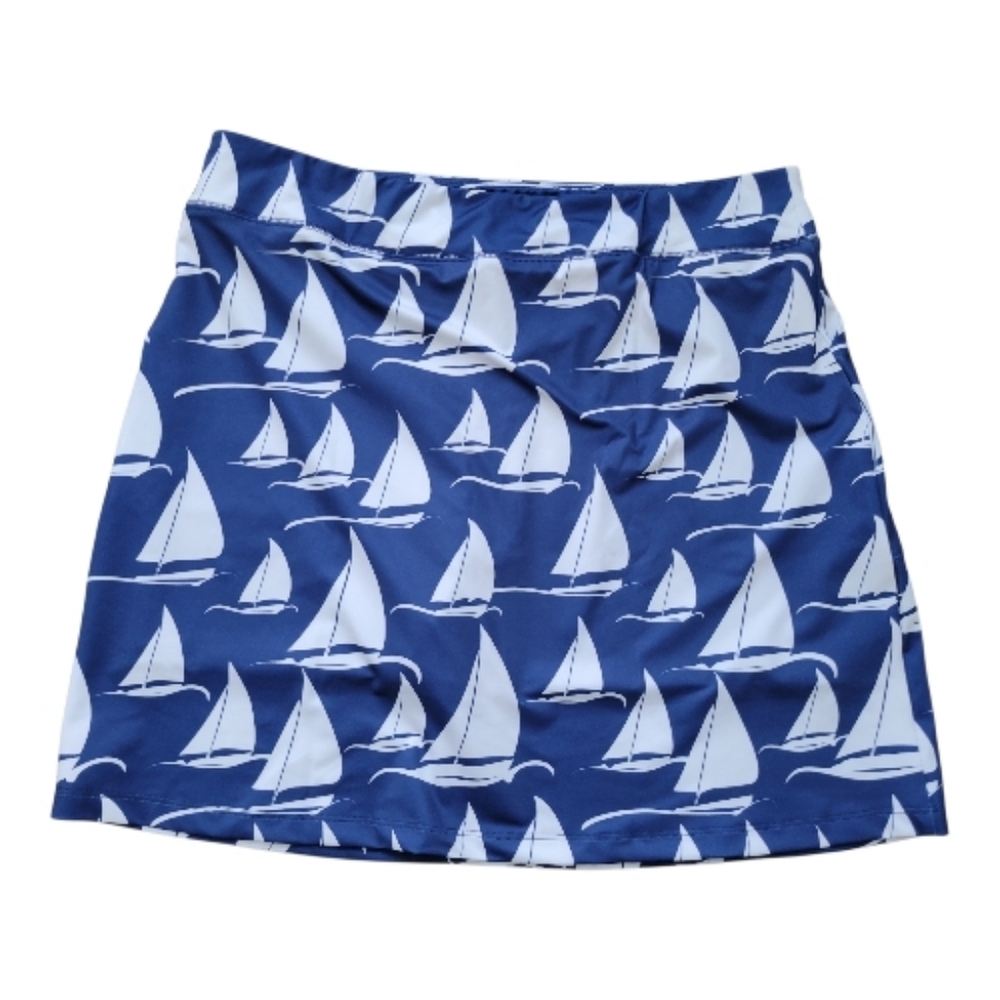 NWT AnaClare Logan Skort Destiny Blue & White Sailboat Nautical Sailor Golf XL - Picture 2 of 7